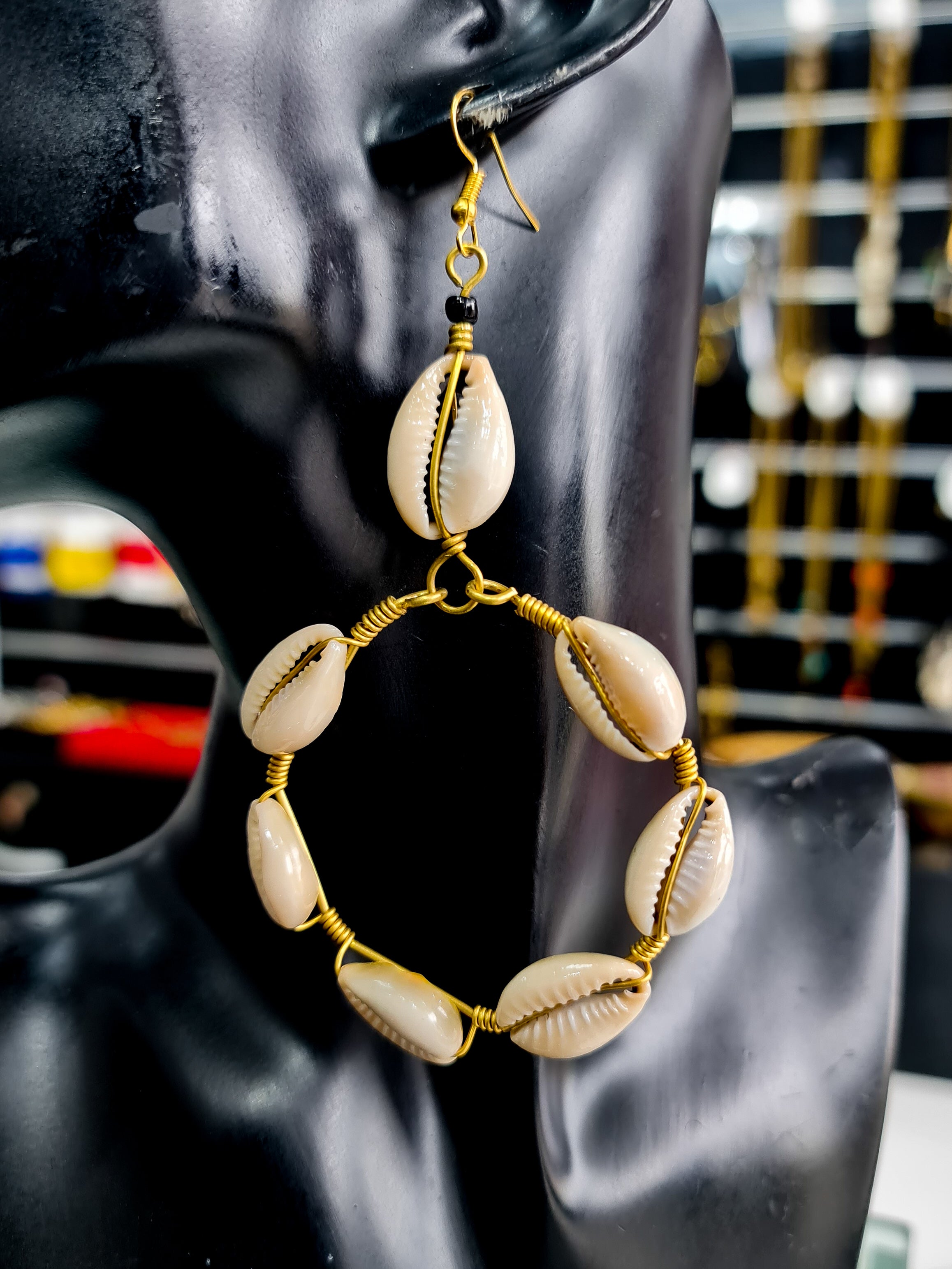 Tort Cowrie Hoop Earrings