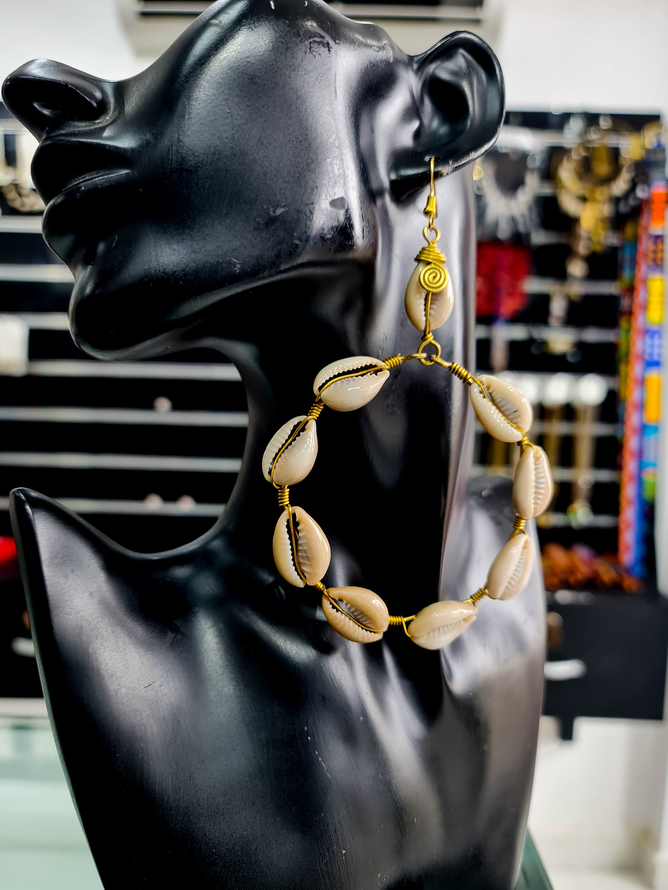 Tort Cowrie Hoop Earrings