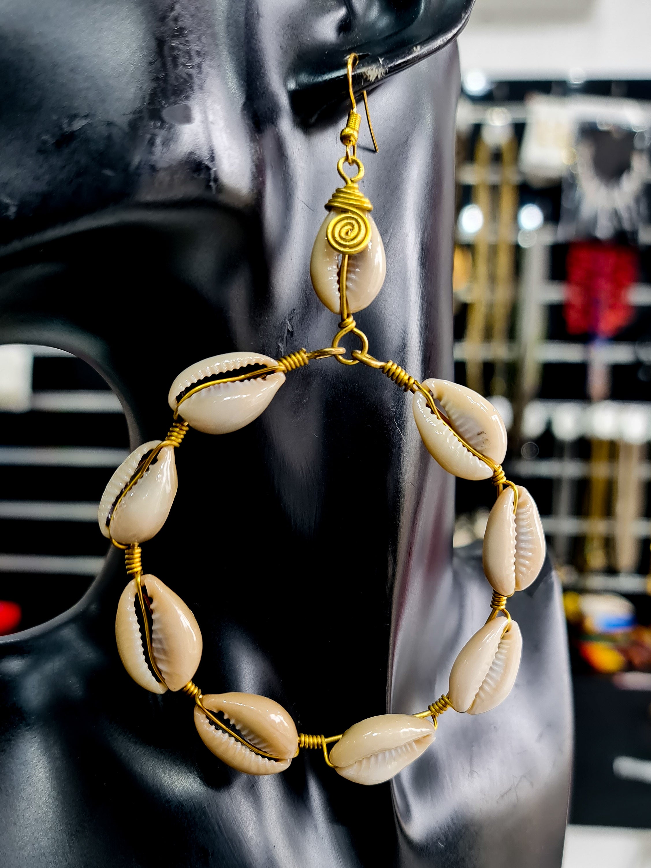 Tort Cowrie Hoop Earrings
