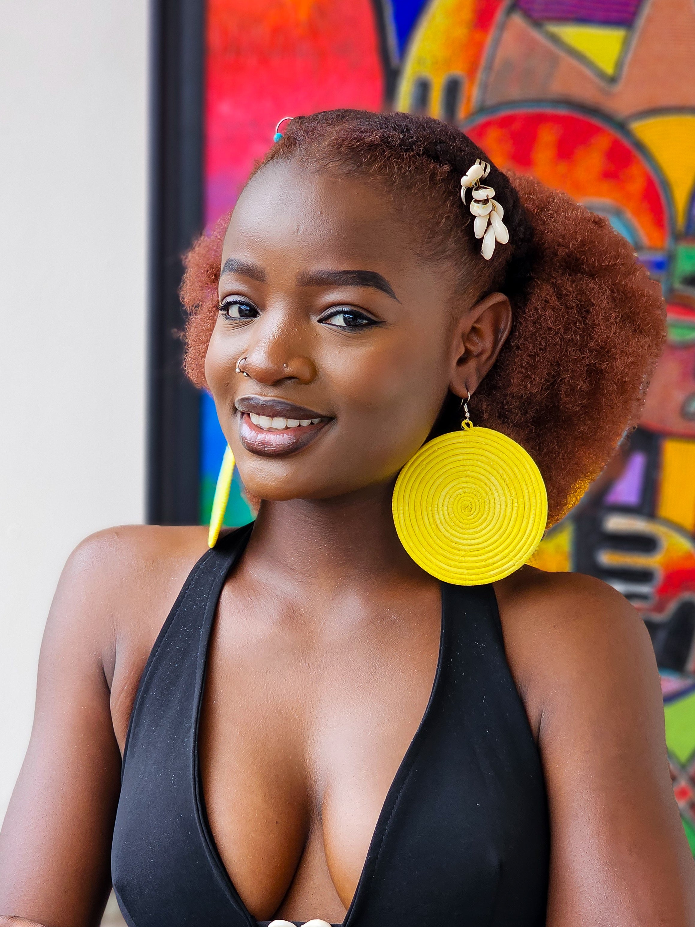 Round Rattan Rwanda Earrings