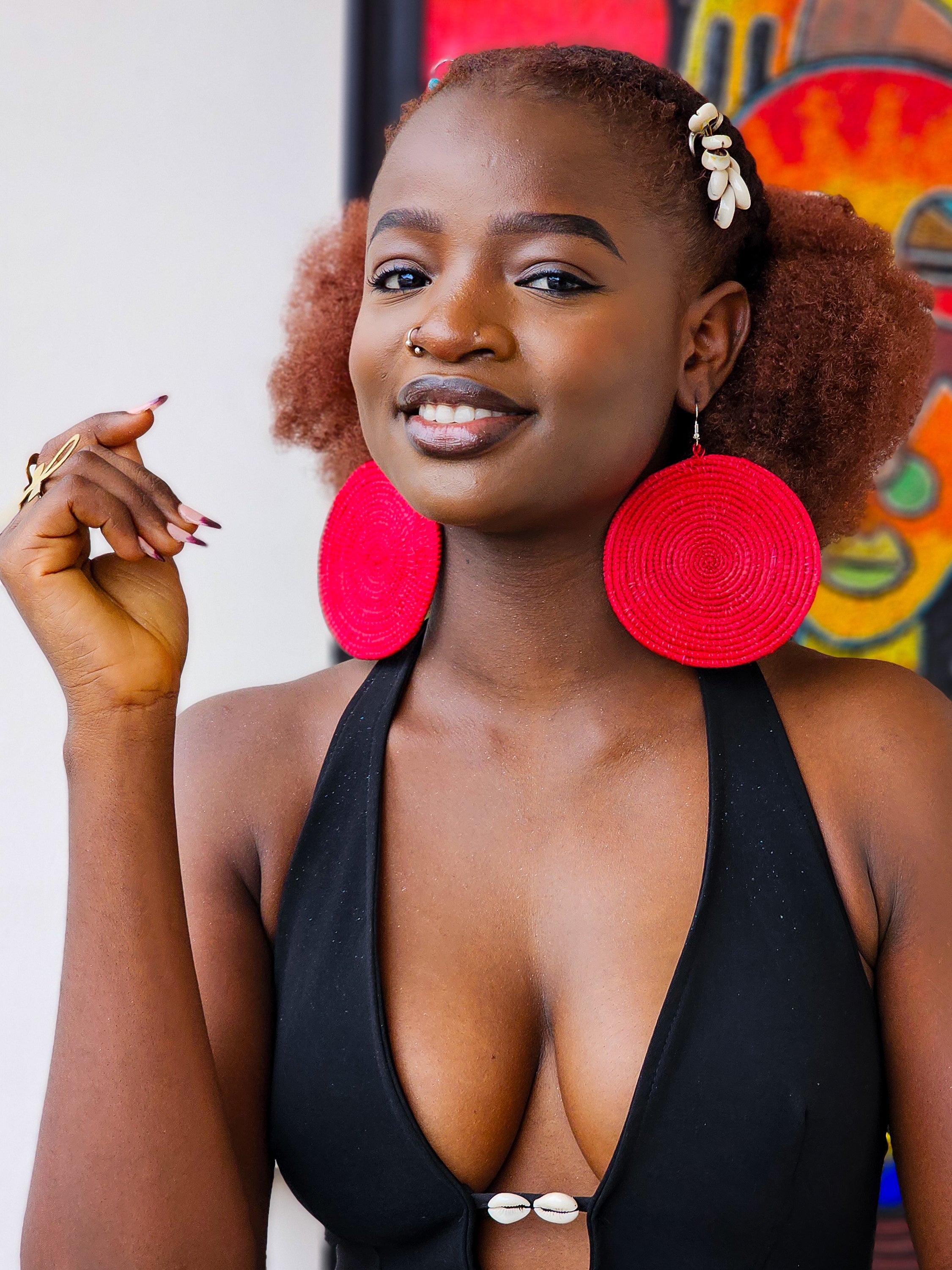 Round Rattan Rwanda Earrings