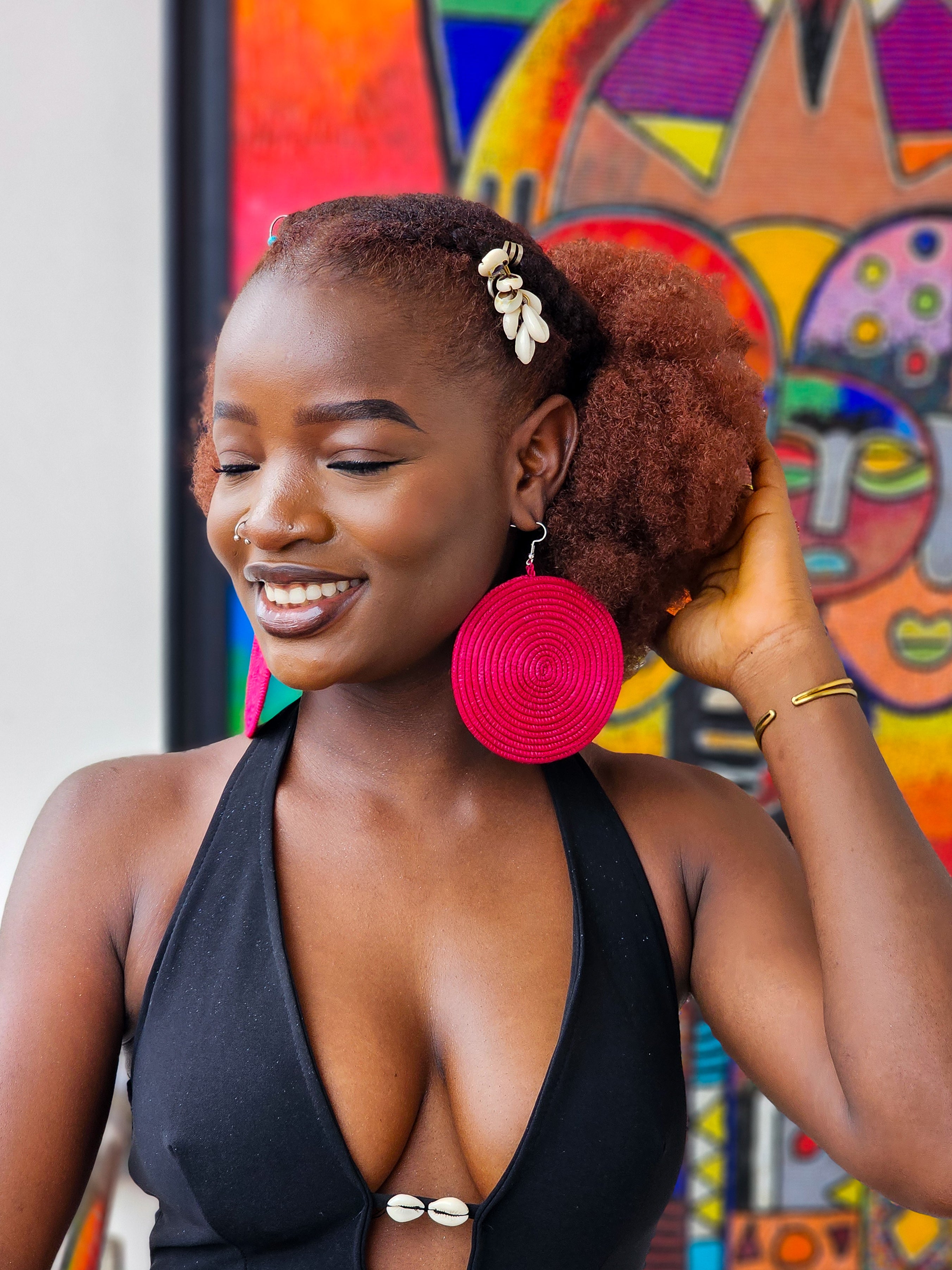 Round Rattan Rwanda Earrings