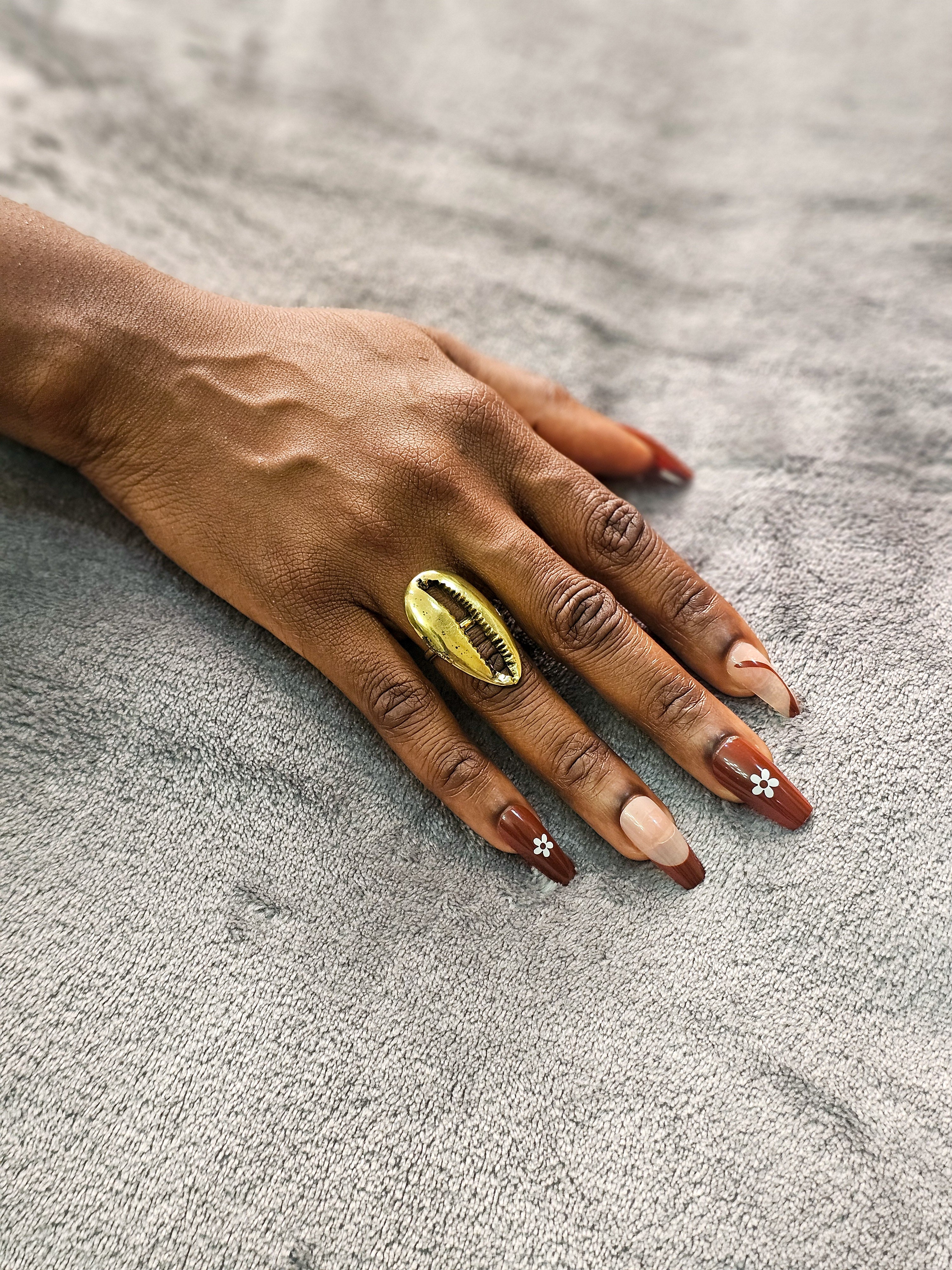 Casted Brass Cowrie ring