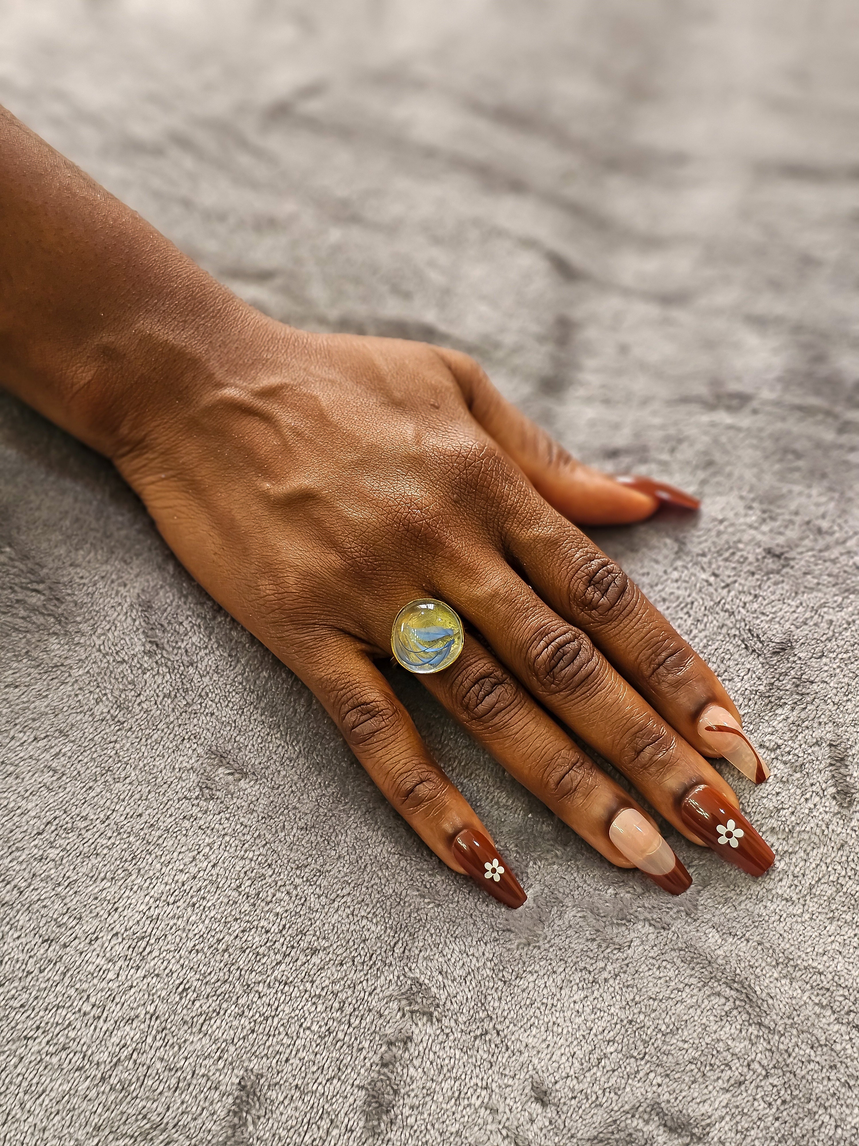 Glass Pebble Rings