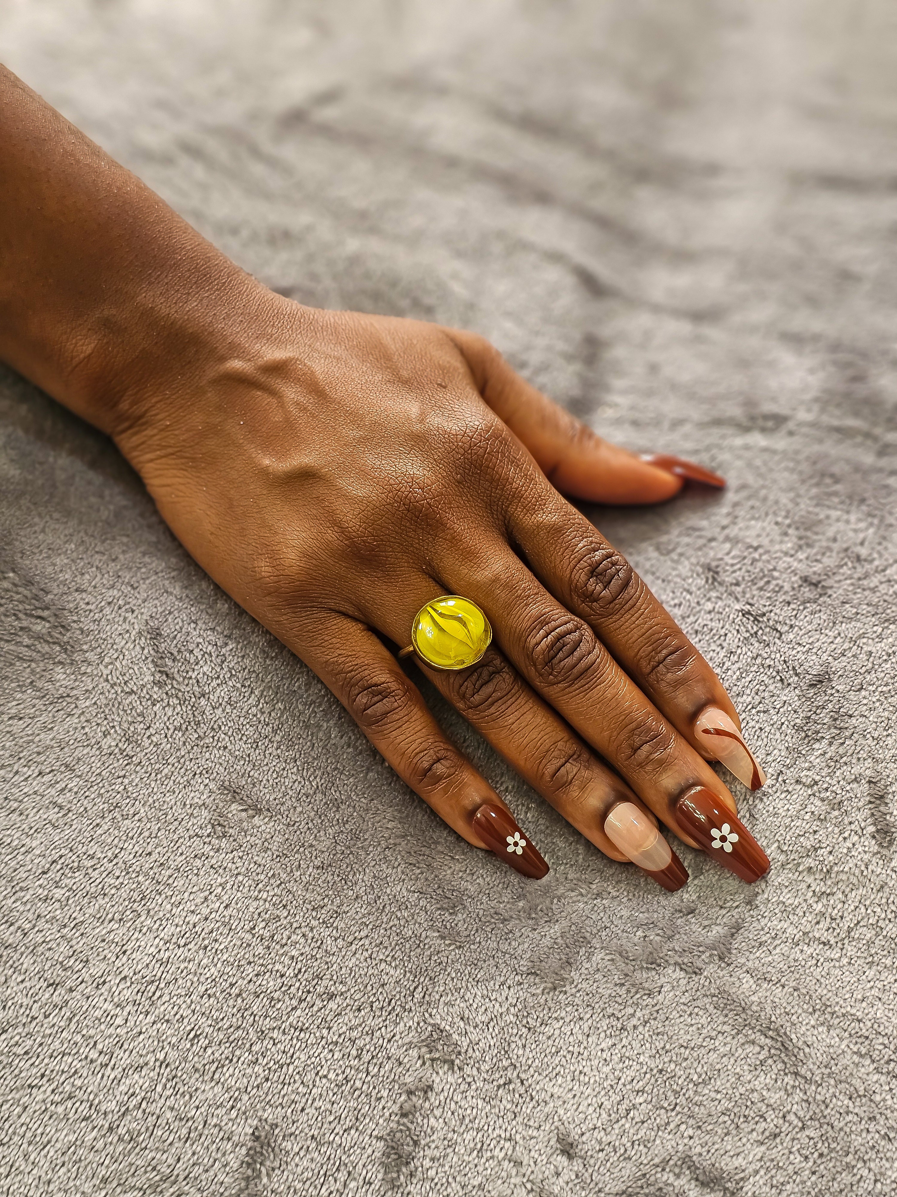 Glass Pebble Rings