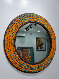 Orange Tone Beaded Mirror