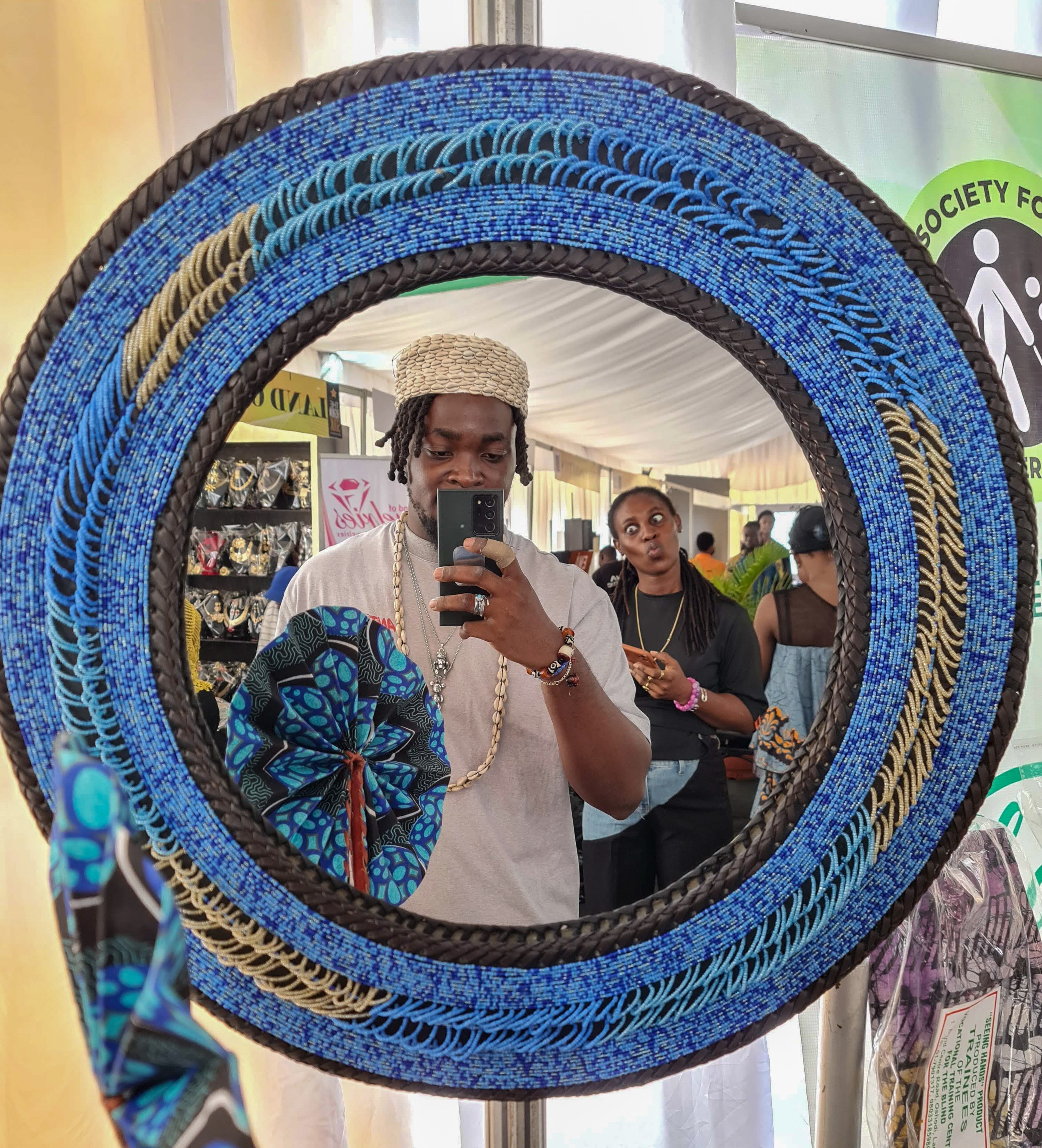 Shoreline Tone Beaded Mirror