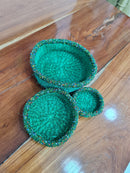 Green Beaded Rim Basket Set