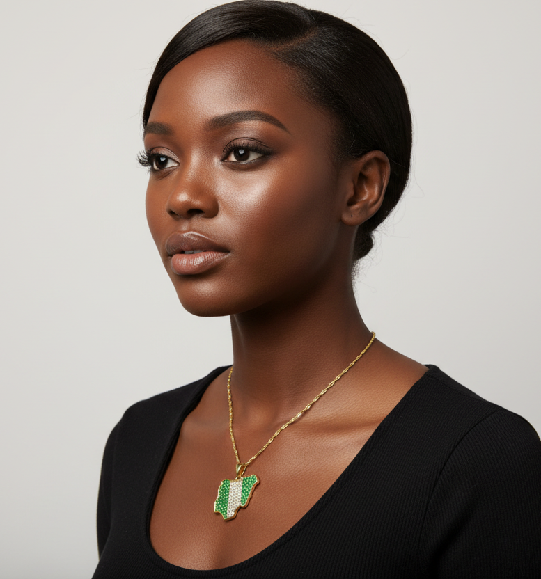 Nigerian Map Pendant + Necklace