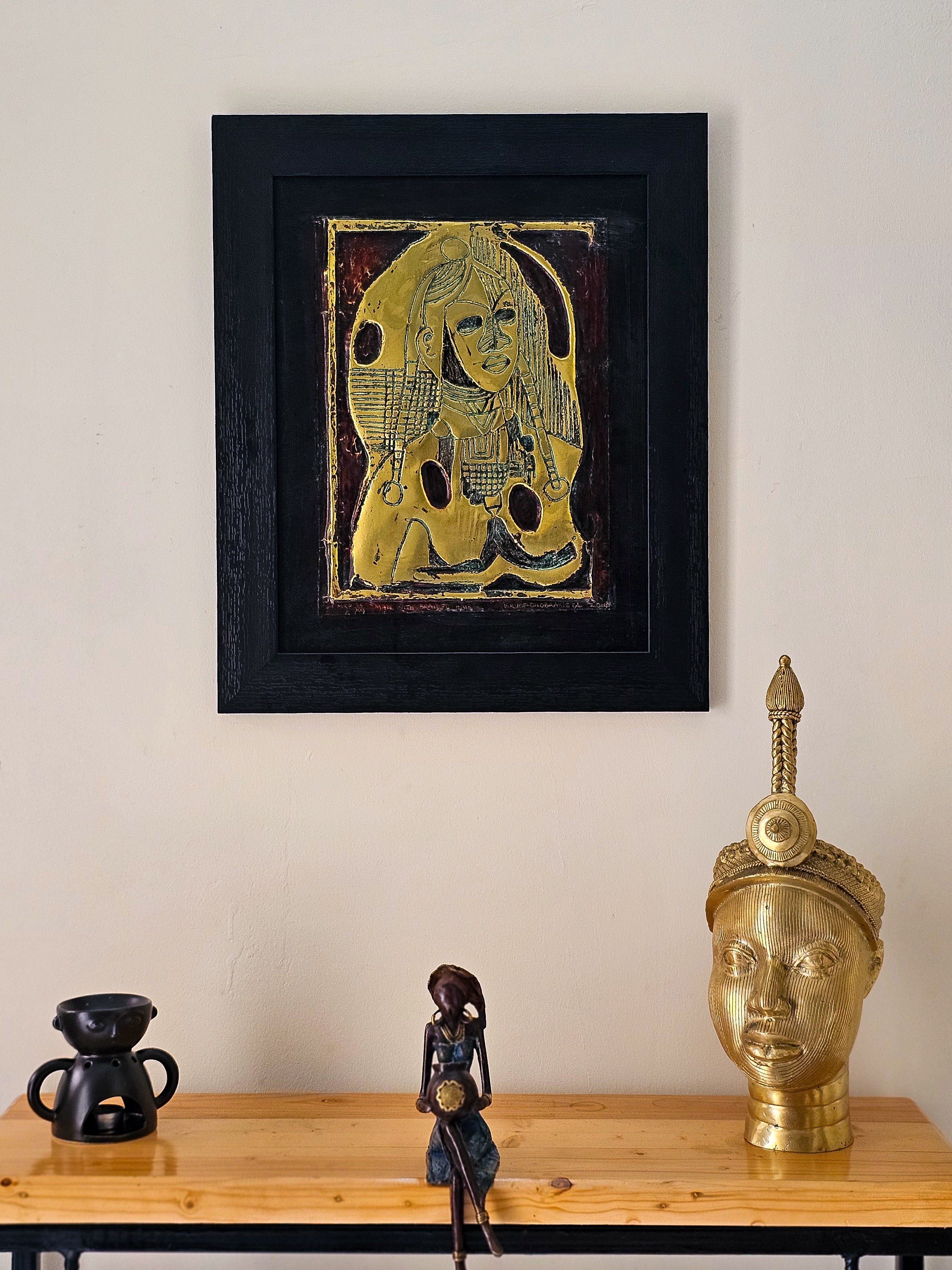 Man with braided hair 2014 by Bruce Onobrakpeya
