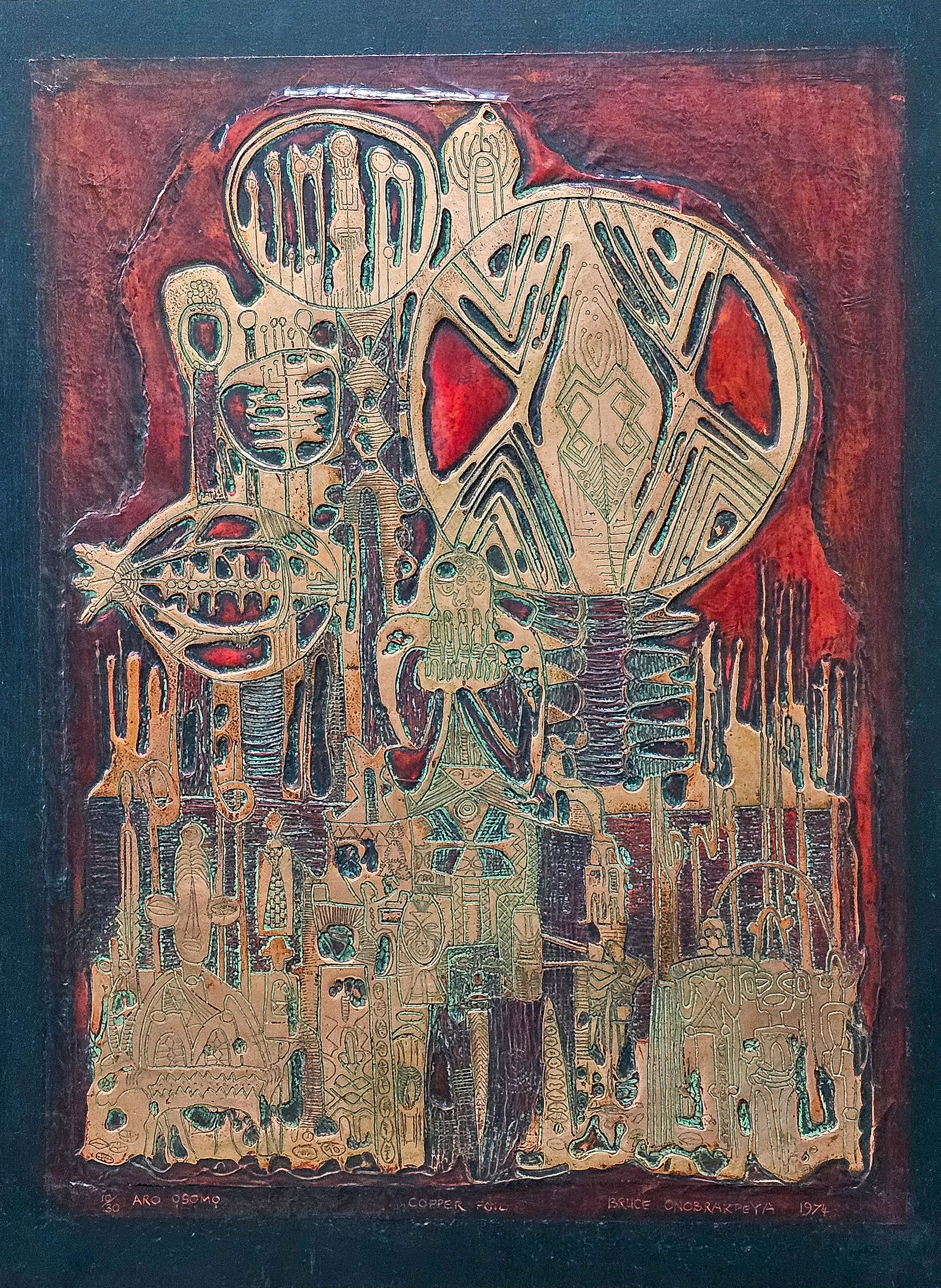 Aro Ọsomọ 1974 by Bruce Onobrakpeya