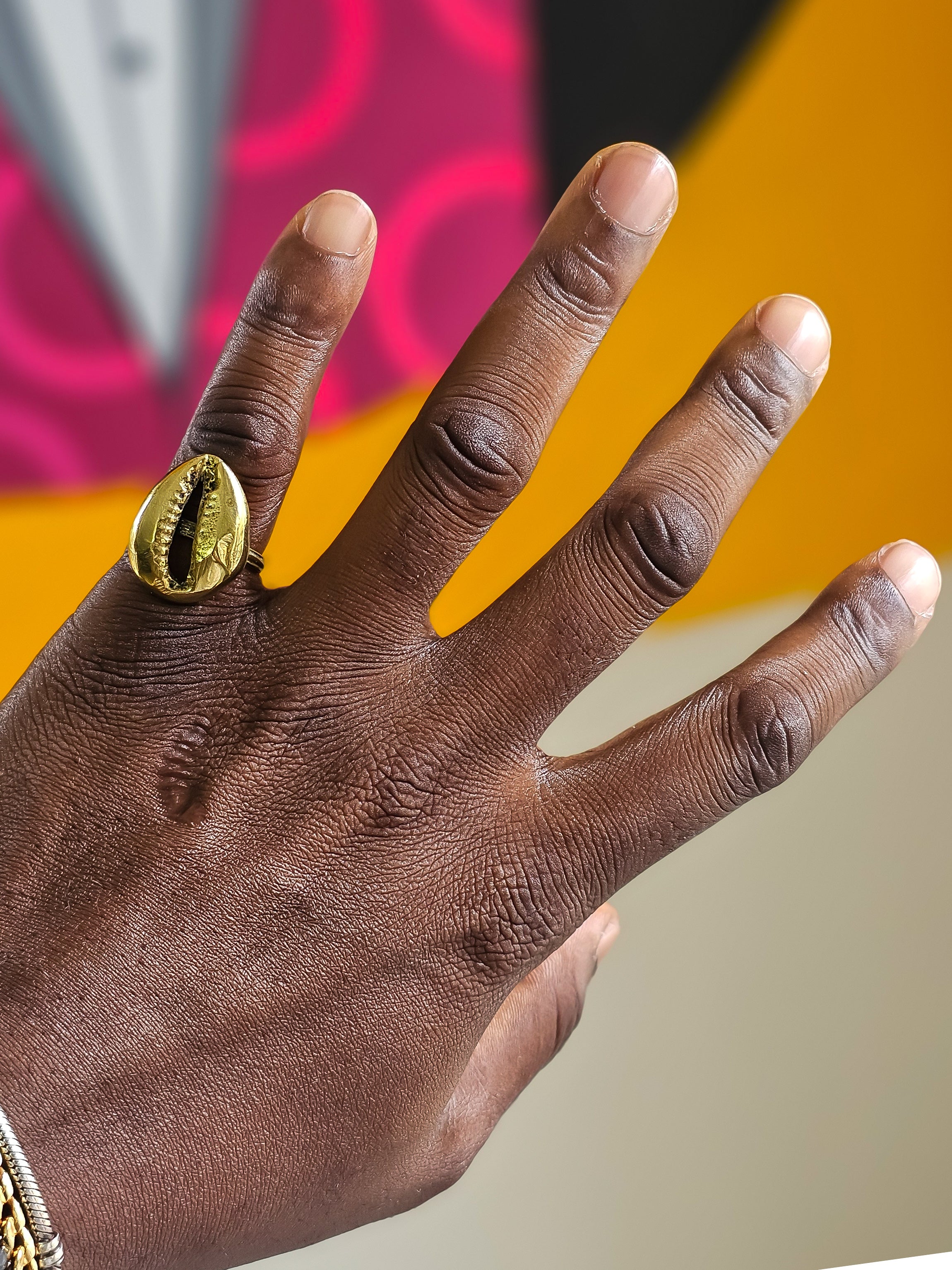 Casted Brass Cowrie ring