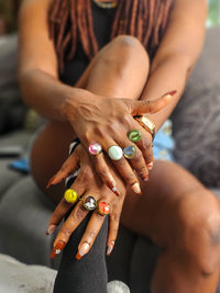 Glass Pebble Rings