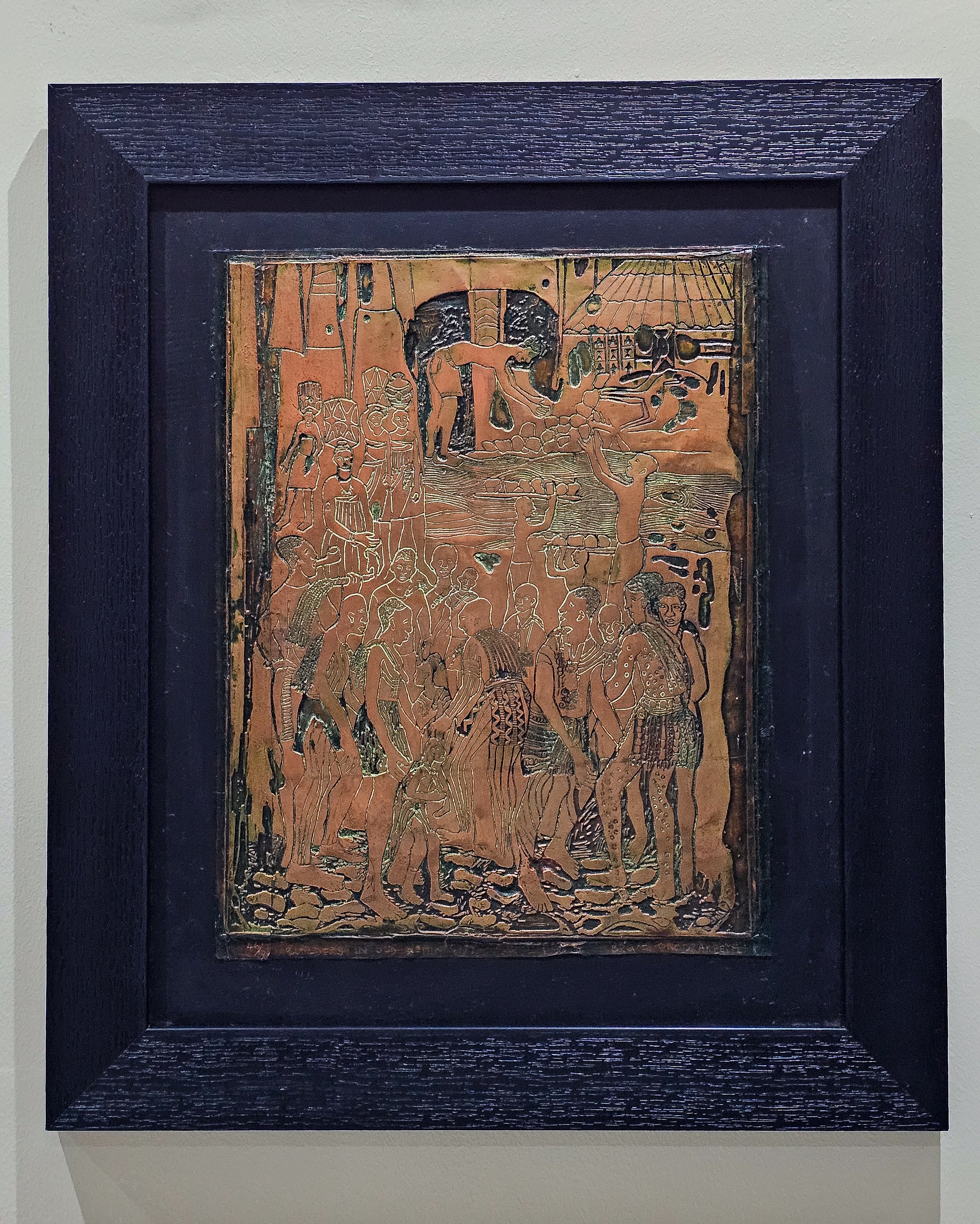 Builders in Benin 1983 by Bruce Onobrakpeya