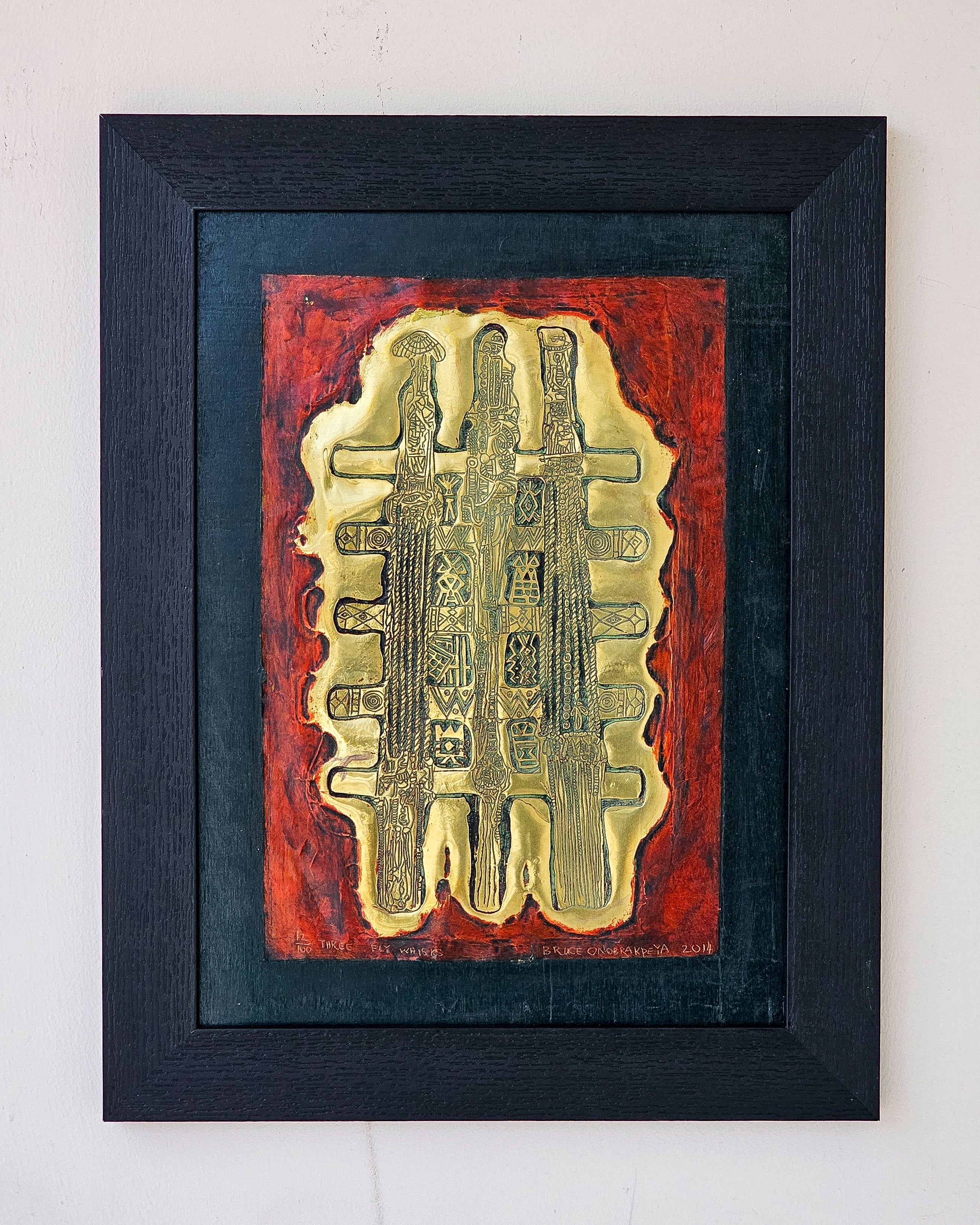 Three Fly Whisks by Bruce Onobrakpeya, 2014