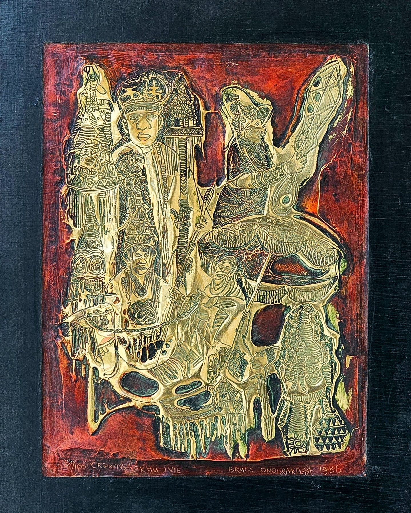Iru Ivie (Crowns) 1986 by Bruce Onobrakpeya