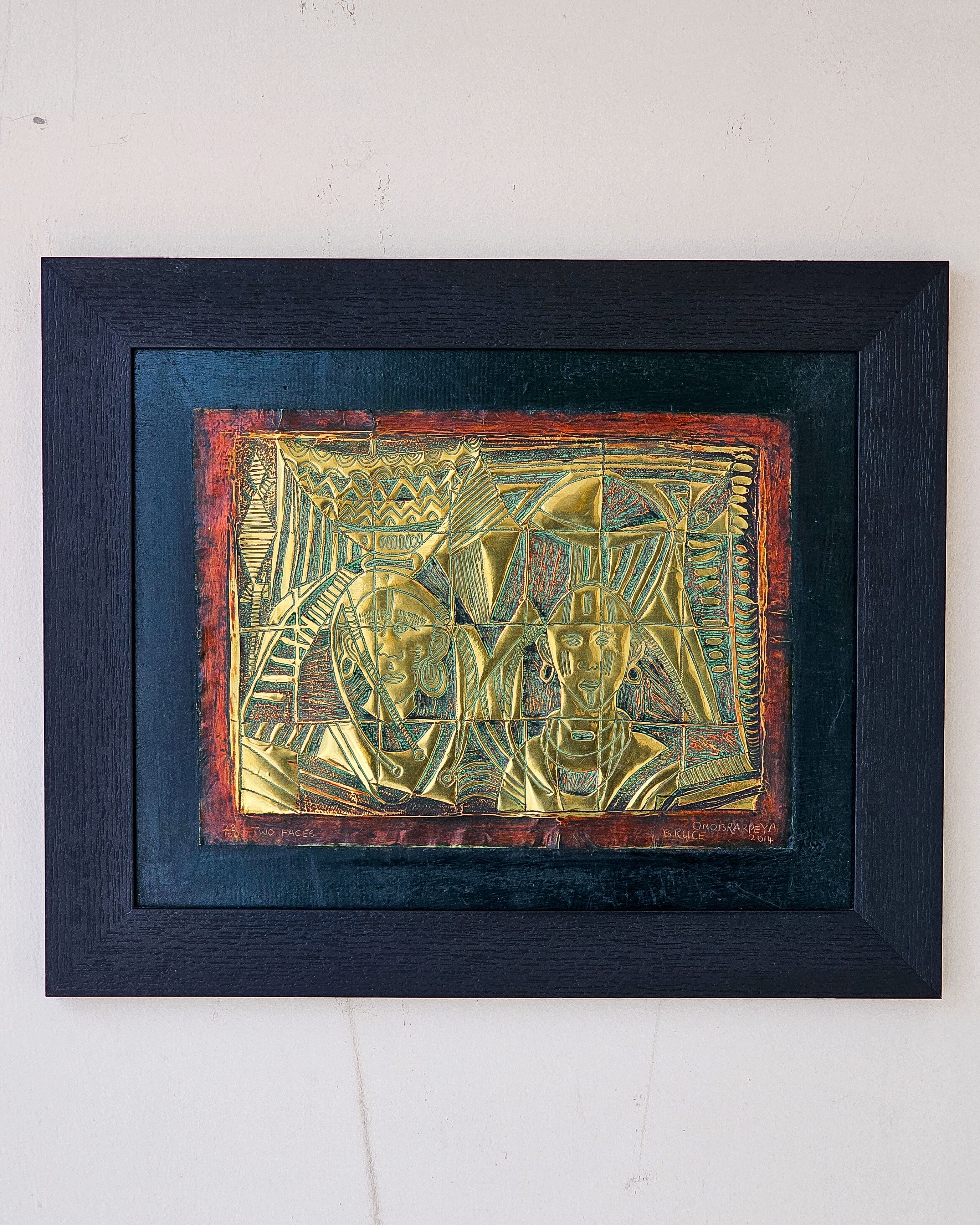 Two Faces 2014 by Bruce Onobrakpeya