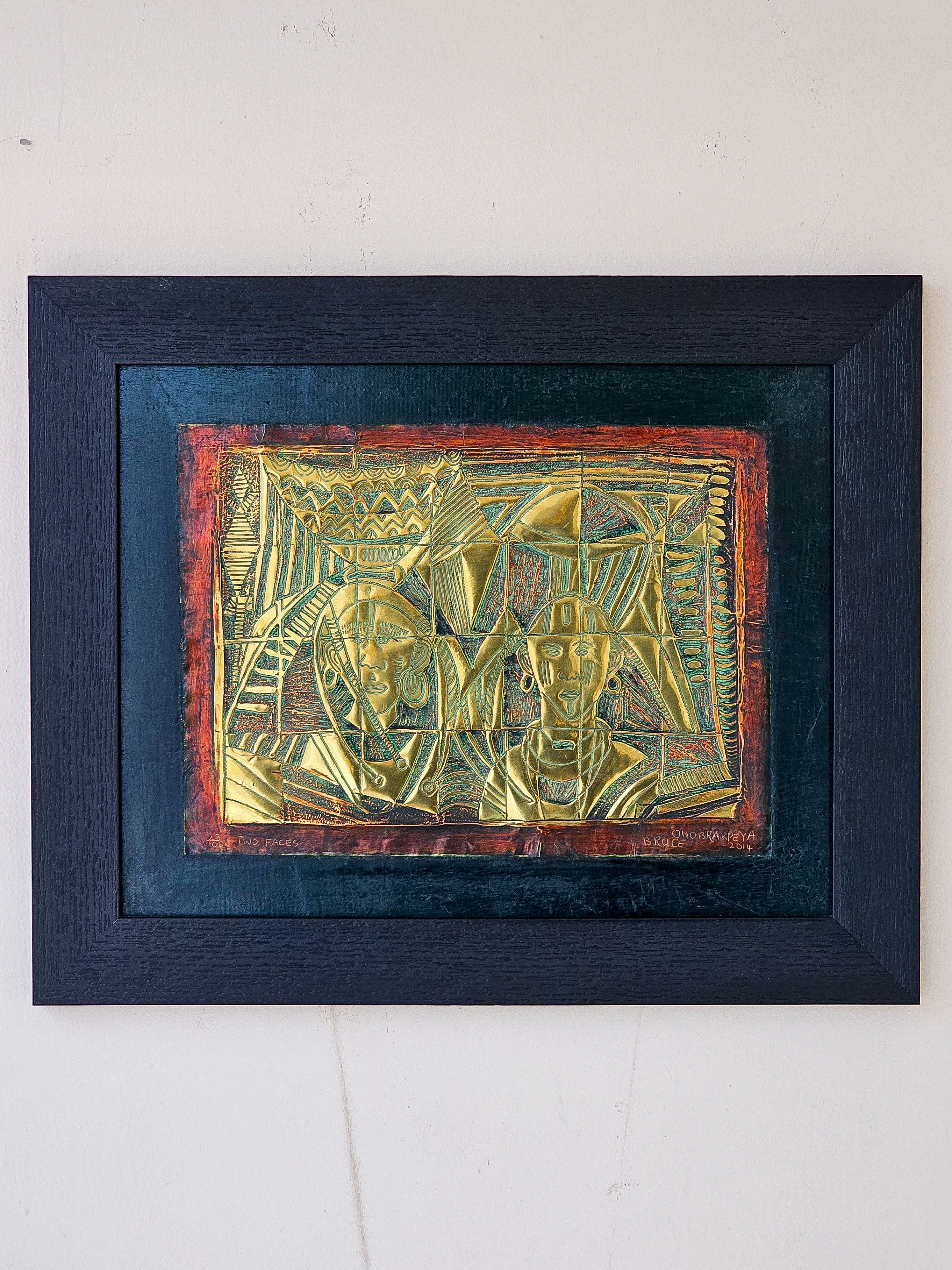 Two Faces 2014 by Bruce Onobrakpeya