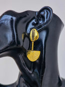 Brass Cowrie Spade Earrings