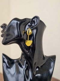 Brass Cowrie Spade Earrings