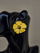 Casted Flower Brass Earrings
