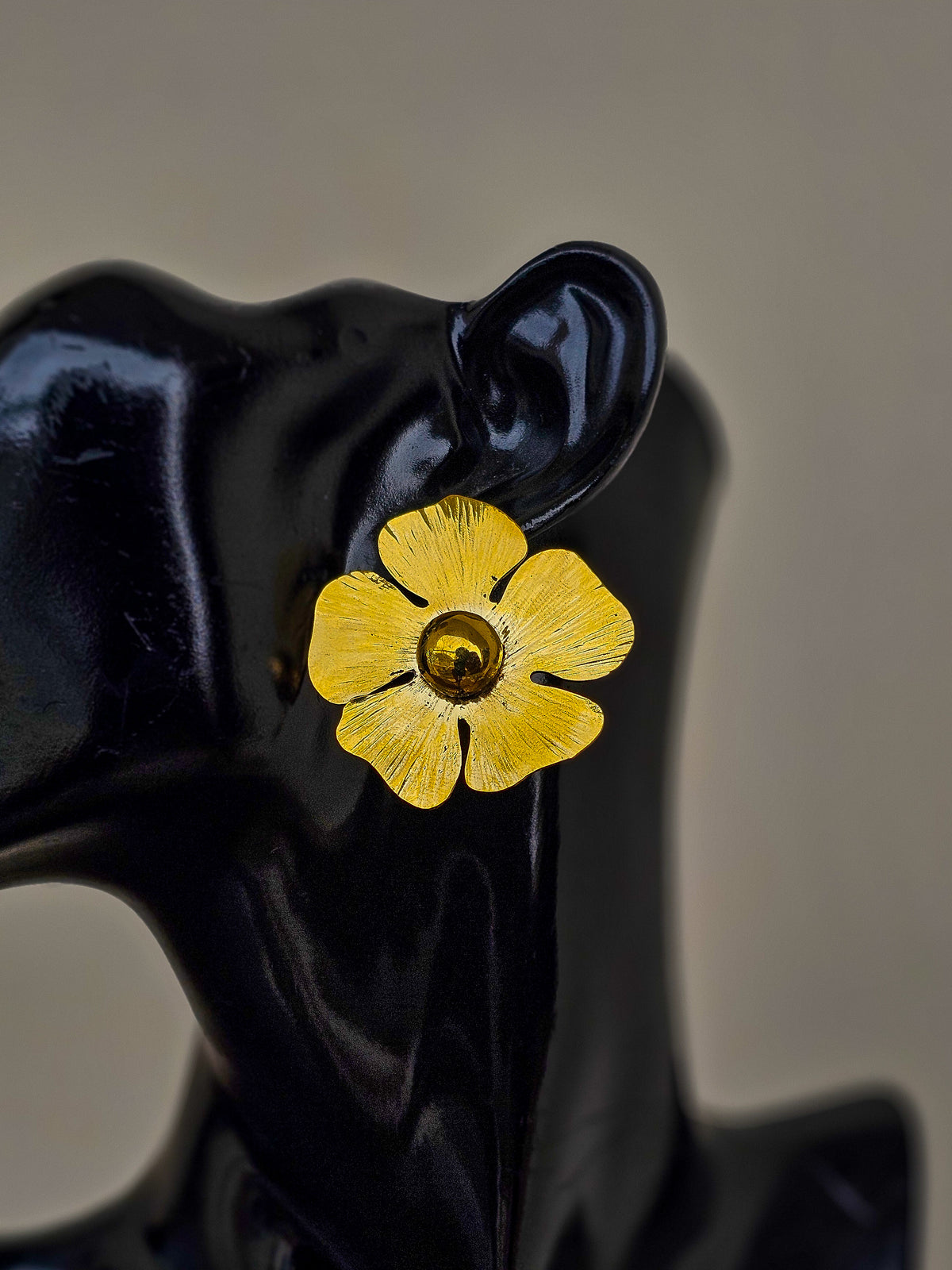 Casted Flower Brass Earrings