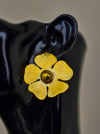 Casted Flower Brass Earrings