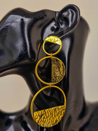Trois Semi Brass Earrings