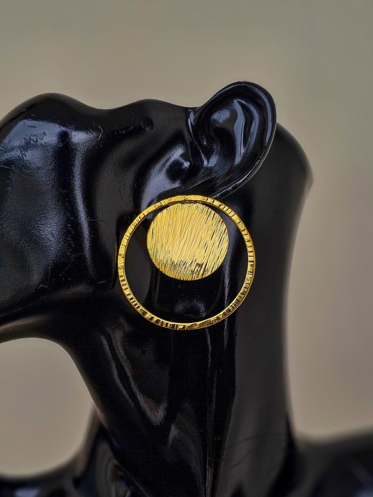 Full-Moon Brass Earrings