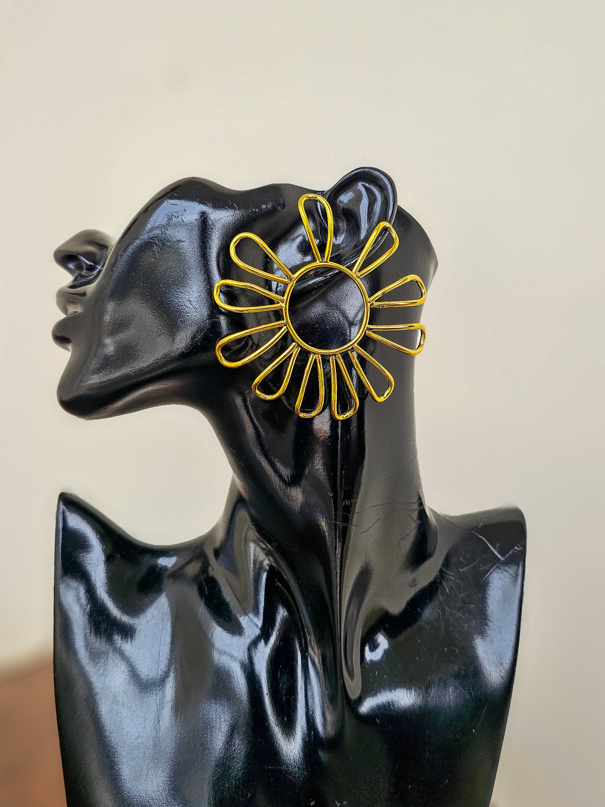 Sunflower Outline Brass Earrings
