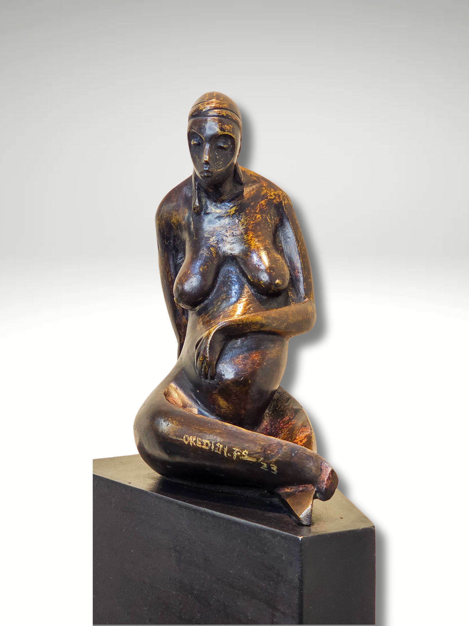 Maternal Bliss - Bronze by Femi Okediji, 2023