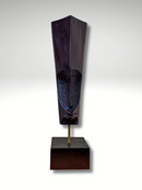 Two Faces - Wooden Sculpture by Osazuwa Lucky , 2024