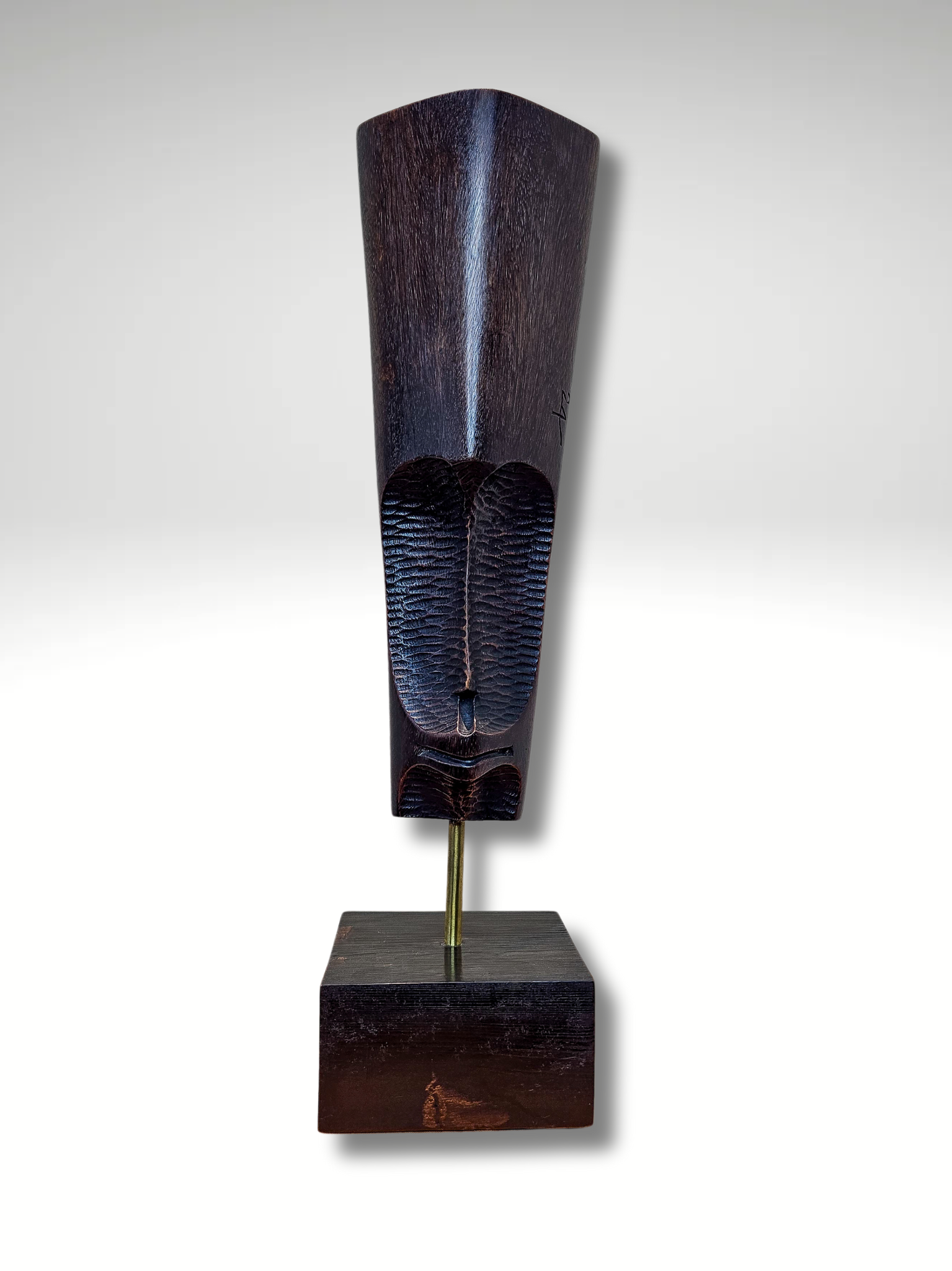Two Faces - Wooden Sculpture by Osazuwa Lucky , 2024